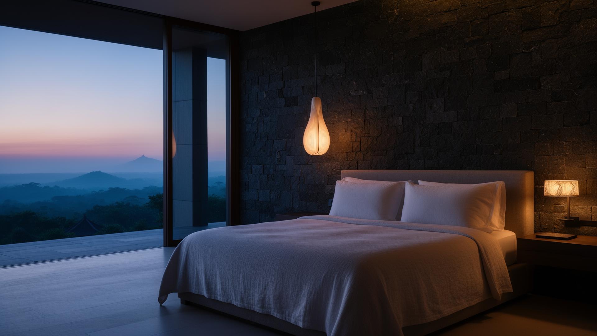 Bedroom with circadian lighting